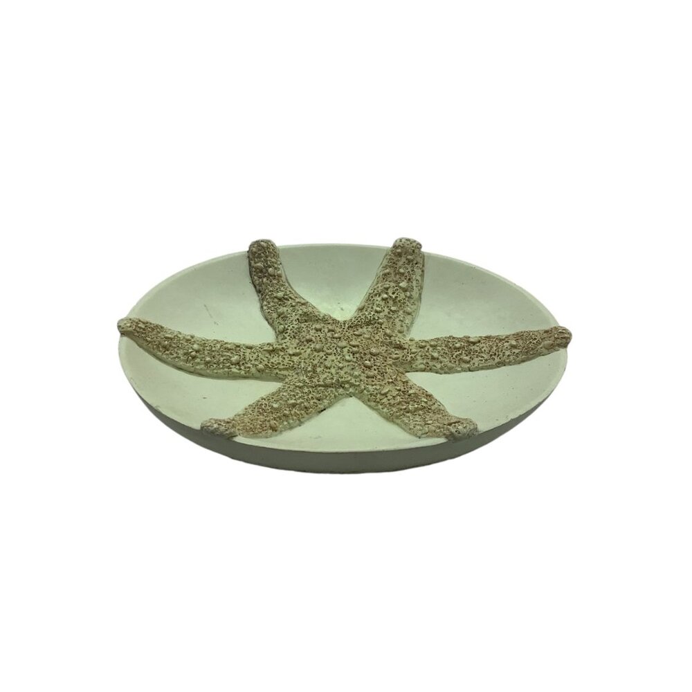 Starfish Decorative Soap‎ Dish Handcrafted Ceramic Ocean Textured Oval Tray